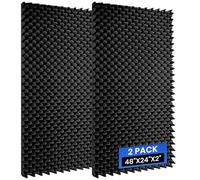 2 Pack Acoustic Foam Panels, 48''X24''X2'' Egg Crate Sound Proof Foam, High Density Noise Cancelling Soundproofing Wall Panels for Studio Office Game Room (Black)