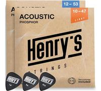 2-Pack Acoustic Guitar Strings Set 10-47 & Western Guitar Strings 12-53 Brilliant Sound Quality Extra 2 x E1 Strings and 3 x Plectrums
