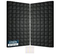 2 Pack Acoustic Panels, 48 x 24 x 2" Sound Proof Foam High Density Studio Wedge Tiles Fire Resistant Acoustic Panels for Home,Office, Recording Room, Studio (Black-2 Pack)