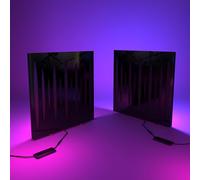 2 Pack - Acoustic Panels "PULSAR" - Desktop Standing Lamp with RGB Backlight | Mobile Acoustic Panels on LED Table Stand | for Studio, Gaming Room | 50x50cm | Color: Black plastic