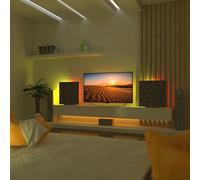 2 Pack - Acoustic Panels "SKYROSS" - Desktop Standing Lamp with RGB Backlight | Mobile Acoustic Panels on LED Table Stand | for Studio, Gaming Room | 50x50cm | Color: Wenge