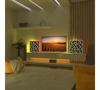 2 Pack - Acoustic Panels "SKYROSS" - Desktop Standing Lamp with RGB Backlight | Mobile Acoustic Panels on LED Table Stand | for Studio, Gaming Room | 50x50cm | Color: White