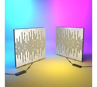2 Pack - Acoustic Panels "WAVE" - Desktop Standing Lamp with RGB Backlight | Mobile Acoustic Panels on LED Table Stand | for Studio, Gaming Room | 50x50cm | Color: White plastic