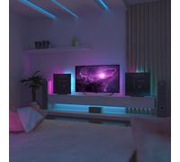 2 Pack - Acoustic Panels "WILDS" - Desktop Standing Lamp with RGB Backlight | Mobile Acoustic Panels on LED Table Stand | for Studio, Gaming Room | 50x50cm | Color: Black plastic