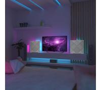 2 Pack - Acoustic Panels "WILDS" - Desktop Standing Lamp with RGB Backlight | Mobile Acoustic Panels on LED Table Stand | for Studio, Gaming Room | 50x50cm | Color: White
