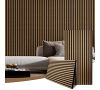 2 Pack Acoustic Wall Wood Panels - 1200 mmx 600mm 1.44 m² - 3D Slat Wall Panelling for Wall and Ceiling - Sound Absorbing Wooden Wall Panels for Living Room, Bedroom, Office (Smoked Oak 5#)