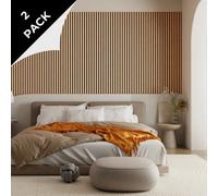 2 Pack Acoustic Wood Slat Wall Panel In Classic Oak 240Cm X 60Cm By Wood Panel Co