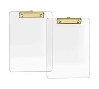 2 Pack Acrylic Clipboard Clear Acrylic Clipboard with Gold Clip, 8.8X12.2 A4 Letter Size, School and,Office Supplies