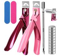 2 Pack Acrylic Nail Clippers with 10 Pcs Magnets, Tip Cutters for Fake Gel Nails Sharp Professional Manicure Pedicure with Length Measurement Trimmer Nail Care Tools