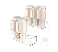 2 Pack Acrylic Water Bottle Organizer for Stanley 40 oz, Stanley Cup Holder, Wall Mounted Spray Can Holder Storage Rack, Tumbler Holder Organizer for Kitchen, Stanley Cup Accessories, Easy to Install