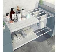 2-Pack Adjustable Closet Shelf & Extendable Metal Rod - Wall-Mounted Clothes Rack with Divider for Kitchen Bathroom Cabinet & Cupboard (35cm Wide 60-100cm)