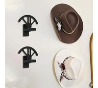 2 Pack Adjustable Cowboy Hat Rack Holder, Wooden Cowboy Hat Wall Mount Stand for Wall Can Keeps Original Shape of Hat, 4-Speed Adjustable Western Hat Display for Fedoras Hat Cowboy Hat Sun Hats