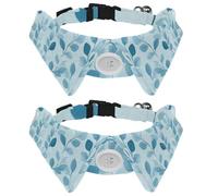 2 Pack Adjustable Dog Bow Tie Collars, Aqua Blues Tiny Ditsy Leaf Branch Detachable Puppy Dog Collar Neckwear for Cat Small Pets