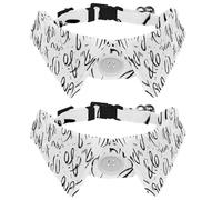 2 Pack Adjustable Dog Bow Tie Collars, Art Hand Written Letters Detachable Puppy Dog Collar Neckwear for Cat Small Pets