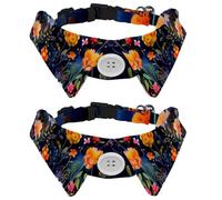 2 Pack Adjustable Dog Bow Tie Collars, Beautiful Flower Meadow Black Background Detachable Puppy Dog Collar Neckwear for Cat Small Pets