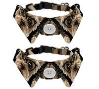 2 Pack Adjustable Dog Bow Tie Collars, Cool Dog York Bows Glasses Detachable Puppy Dog Collar Neckwear for Cat Small Pets