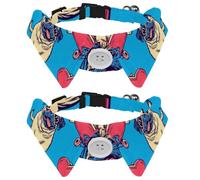 2 Pack Adjustable Dog Bow Tie Collars, Cool Pug Dog Skaters Detachable Puppy Dog Collar Neckwear for Cat Small Pets