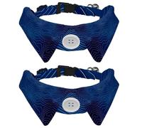 2 Pack Adjustable Dog Bow Tie Collars, Curvy Wave Blue Detachable Puppy Dog Collar Neckwear for Cat Small Pets