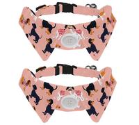 2 Pack Adjustable Dog Bow Tie Collars, Cute Cartoon Parisian Dachshund Dogs Detachable Puppy Dog Collar Neckwear for Cat Small Pets