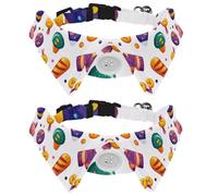 2 Pack Adjustable Dog Bow Tie Collars, Cute Colorful Halloween Candy Sweets Pattern Detachable Puppy Dog Collar Neckwear for Cat Small Pets