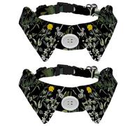 2 Pack Adjustable Dog Bow Tie Collars, Cute Herbs and Floral Meadow Collection Detachable Puppy Dog Collar Neckwear for Cat Small Pets