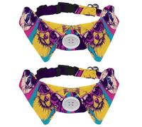 2 Pack Adjustable Dog Bow Tie Collars, Funny Kitten and Puppy Faces with Glasses Detachable Puppy Dog Collar Neckwear for Cat Small Pets