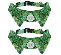 2 Pack Adjustable Dog Bow Tie Collars, Green Tree of Life Indian Forest Aesthetic Nature Detachable Puppy Dog Collar Neckwear for Cat Small Pets