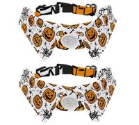 2 Pack Adjustable Dog Bow Tie Collars, Halloween Pumpkins and Spiderweb Pattern Detachable Puppy Dog Collar Neckwear for Cat Small Pets