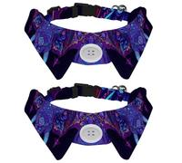 2 Pack Adjustable Dog Bow Tie Collars, Indian Lotus Ethnic Purple Elephant Detachable Puppy Dog Collar Neckwear for Cat Small Pets