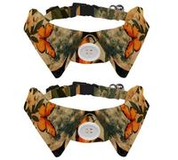 2 Pack Adjustable Dog Bow Tie Collars, Orange Butterfly Moon Flower Detachable Puppy Dog Collar Neckwear for Cat Small Pets