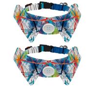 2 Pack Adjustable Dog Bow Tie Collars, Plaid Pattern Crossing Lines and Thin Stripes Detachable Puppy Dog Collar Neckwear for Cat Small Pets