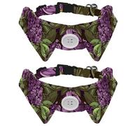 2 Pack Adjustable Dog Bow Tie Collars, Purple Blooming Lilacs Flowers Detachable Puppy Dog Collar Neckwear for Cat Small Pets