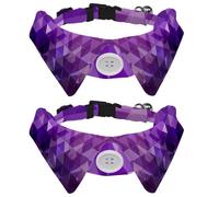 2 Pack Adjustable Dog Bow Tie Collars, Purple White Triangle Geometric Pattern Detachable Puppy Dog Collar Neckwear for Cat Small Pets