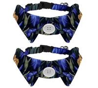 2 Pack Adjustable Dog Bow Tie Collars, Retro Blue Iris Flowers Pattern Detachable Puppy Dog Collar Neckwear for Cat Small Pets