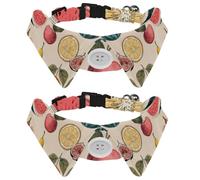 2 Pack Adjustable Dog Bow Tie Collars, Retro Doodle Watermelon Pear Cherry Strawberry Lemon Detachable Puppy Dog Collar Neckwear for Cat Small Pets