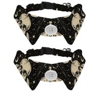 2 Pack Adjustable Dog Bow Tie Collars, Skull Hippie Mushroom Moon and Stars Pattern Detachable Puppy Dog Collar Neckwear for Cat Small Pets