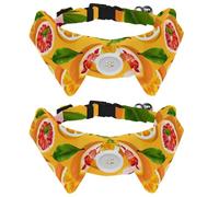 2 Pack Adjustable Dog Bow Tie Collars, Summer Lemons and Sliced Fruits Detachable Puppy Dog Collar Neckwear for Cat Small Pets