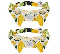 2 Pack Adjustable Dog Bow Tie Collars, Summer Yellow Lemons and Sliced Fruits Detachable Puppy Dog Collar Neckwear for Cat Small Pets