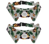 2 Pack Adjustable Dog Bow Tie Collars, Vintage Flowers Pansies Leaves and Butterflies Detachable Puppy Dog Collar Neckwear for Cat Small Pets