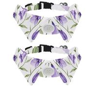 2 Pack Adjustable Dog Bow Tie Collars, Watercolor Bellflower Seamless Pattern Detachable Puppy Dog Collar Neckwear for Cat Small Pets