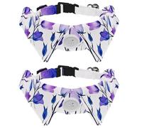 2 Pack Adjustable Dog Bow Tie Collars, Watercolor Cute Purple Bellflower Seamless Pattern Detachable Puppy Dog Collar Neckwear for Cat Small Pets
