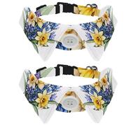 2 Pack Adjustable Dog Bow Tie Collars, Watercolor Flowers Daffodil and Bluebells Detachable Puppy Dog Collar Neckwear for Cat Small Pets