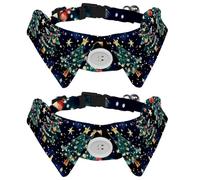 2 Pack Adjustable Dog Bow Tie Collars, Watercolor Merry Christmas Stars and Christmas Tree Detachable Puppy Dog Collar Neckwear for Cat Small Pets