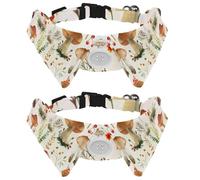 2 Pack Adjustable Dog Bow Tie Collars, Watercolor Mushrooms Flowers Leaves and Sprigs Detachable Puppy Dog Collar Neckwear for Cat Small Pets