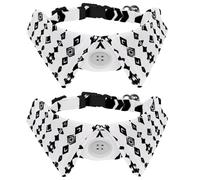 2 Pack Adjustable Dog Bow Tie Collars, Western Africa Geometric Ethnic Pattern Detachable Puppy Dog Collar Neckwear for Cat Small Pets