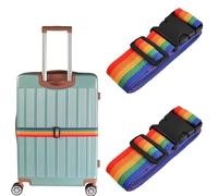 2 Pack Adjustable Heavy Duty Luggage Straps - Durable Suitcase Belts with Quick Release Buckles - Travel Packing Straps for Holiday, Airport, Backpacks & Bags - Rainbow Colour