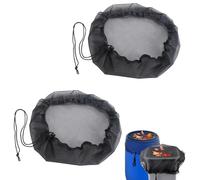 2 Pack Adjustable Rain Barrel Net Cover, 60cm Mesh Cover for Rain Barrels Water Butt Net, Fine Netting to Keep Out Mosquitoes Leaves Debris, Reusable Drawstring Water Barrel Mesh Cover