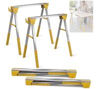 2 Pack Adjustable Saw Horses, 2600 lb Heavy Duty Folding Work Stands | 6-Step Height Adjustable Sawhorse with Hooks for Contractors, Carpenters and DIY Woodworking Projects