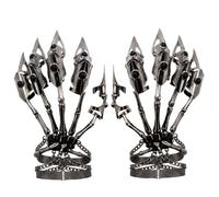 2 Pack Adjustable Skeleton Hands Finger Halloween Bracelet in Black | Adjustable Skull Jewelry Fit for All Hand Sizes, Bold Punk-Gothic Style, Ideal for Halloween, Cosplay, Parties