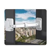 2 Pack Adjustable Window Restrictor Child Safety Locks for UPVC, NewBinn Adhesive Window Ventilation Restrictor Locks for Baby Toddlers Pets, Easy to Install, White